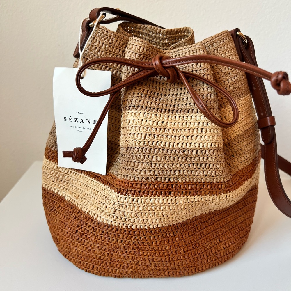 Sezane Farrow Bag in Natural Raffia